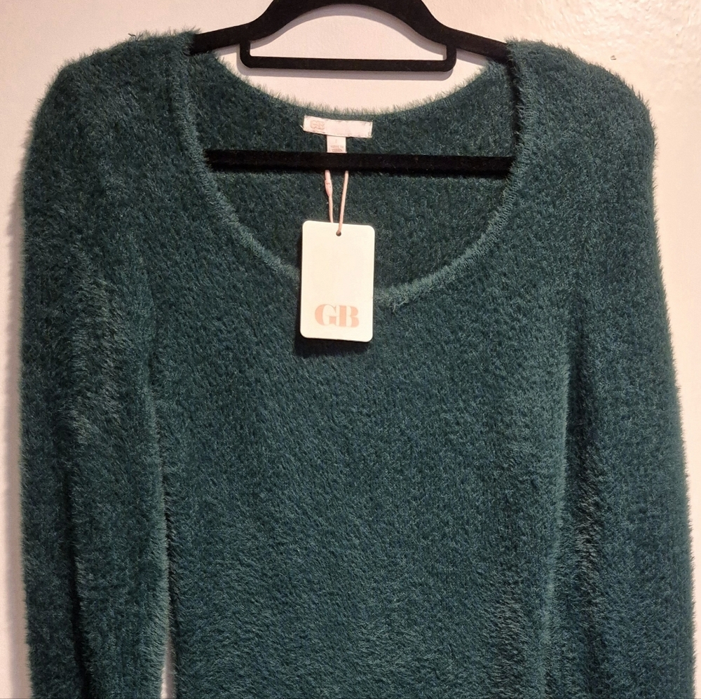 GB Teal Fuzzy Sweater Dress